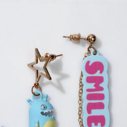 Серьги ассорти Динозавр SMILE, цветные в золоте - Queen fair фото 3