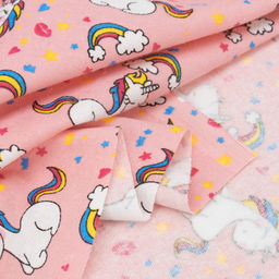 Ткань на отрез фланель 90 см 29145/2 Лошадки цвет розовый