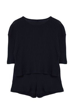 Trendyolmilla Gri Fitilli Sortlu Orme Pijama Tak?m? THMSS21PT1101 фото 8