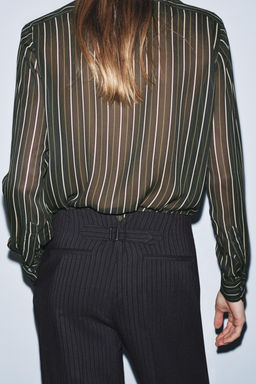 ZW COLLECTION STRIPED FLOWING SHIRT WITH TIE - Zara фото 3