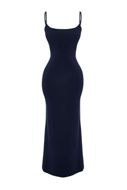 TRENDYOLMILLA Kahverengi Fitted/Vucuda Oturan Ask?l? Maxi Esnek Orme Kalem Elbise TWOSS23EL02435 фото 9