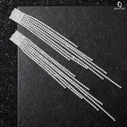 Серьги висячие со стразами Водопад ступенчатые, цвет белый в серебре, 17см - Queen fair фото 3