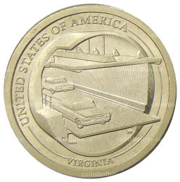 1 доллар 2021 года P США Американские инновации Мост-тоннель через Чесапикский залив