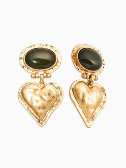 Серьги «Винтаж. Овал с сердцем», зелёные в золоте