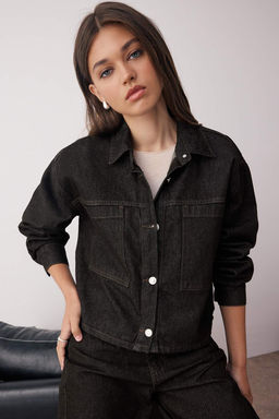 Siyah Cep Detayl? Gomlek Yaka Regular Denim Ceket TWOAW26CE00025