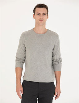 A__k Gri Melanj Slim Fit Bisiklet Yaka Basic Triko Kazak - Pierre cardin фото 3