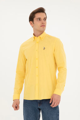 Мужская желтая базовая рубашка с длинным рукавом - U.s. polo assn фото 3