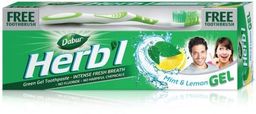 Паста зубная (гель) DABUR HERBL Fresh Gel MINT & LEMON (Освежающая) with Toothbrush + зубная щётка ср. жесткости 150 г.