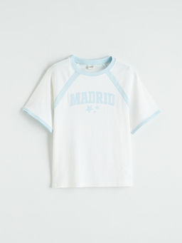 Bisiklet Yaka Madrid Bask?l? K?z ?ocuk Ti??rt