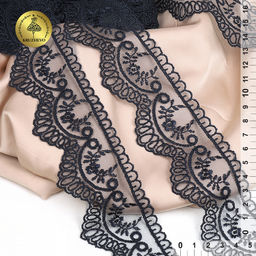 Кружево на сетке KRUZHEVO арт.TR.1158A шир.50мм цв.03 т.синий уп.12м