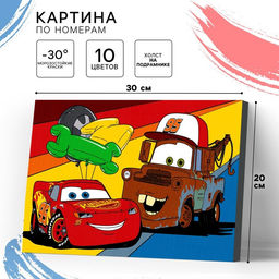 Картина по номерам для детей Молния Маккуин и Мэтр 20?30 см, Тачки