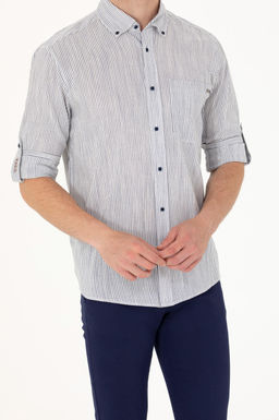 U. S. Polo Assn Мужская белая рубашка в темно-синюю полоску - U.s. polo assn фото 6