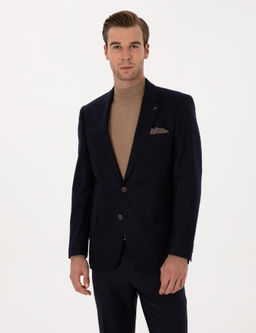 Lacivert Slim Fit Y_n Ka_mir Kar___ml_ Ceket - Cacharel фото 3