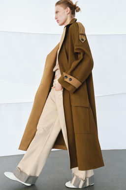 TRENCH LARGO COMBINADO ZW COLLECTION / Camel medio - Zara фото 11
