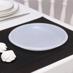 Тарелки одноразовые Мистерия, набор 12 шт., d=20.5 см, пластик, белый