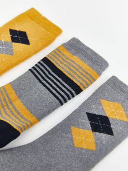 Desenli Erkek ?ocuk Havlu Soket ?orap 3l?