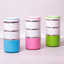 Ланч бокс тройной 1480мл. (пластиковый корпус, внутри - нерж. сталь) 2104 /Kamille/