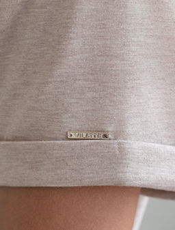 Футболка Vilatte D49.117 из хлопка с эластаном кофейный меланж фото 3