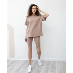 Футболка женская MINAKU OVERSIZE FIT, коричневая, размер 42