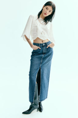 Blusa bordada en mezcla de lino - H&m фото 2