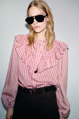 STRIPED SHIRT WITH RUFFLES - Zara фото 10
