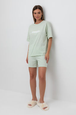 Е 20143/пастельно-зеленый,горошек пижама жен