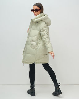 Куртка зимняя женская с капюшоном модная салатового цвета 3193Sl - Visdeer фото 19