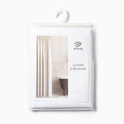Штора в ванную «Этель. Полоска», 180×200 см, белая