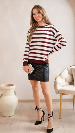 Джемпер Nika.PL Hajdan-47 полоска бордо