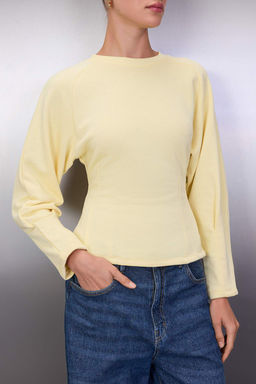 Ac?k Sar? Kal?n Sardonsuz Belden Oturmal? Bisiklet Yaka Orme Sweatshirt TWOAW26SW00068 - Trendyolmilla фото 3