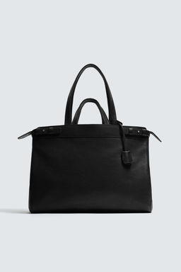 BOLSO SHOPPER PIEL / Negro - Zara фото 3