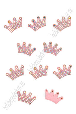 Патчи из фетра со стразами "Корона" 3*2 см (20 шт) SF-7699, светло-розовый №10