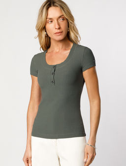 Футболка из трикотажа в широкий рубчик - Vilatte фото 5