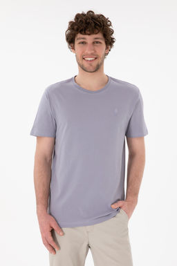 Erkek Regular Fit Bisiklet Yaka Gri Basic Ti__rt Sepette S_rpriz _ndirim