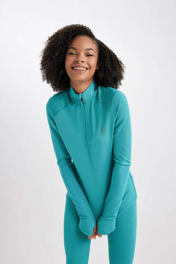 DeFactoFit Футболка с длинным рукавом и воротником стандартной посадки с принтом  фото 5