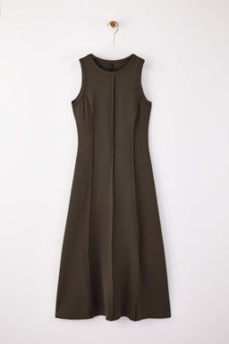 Haki A-Kesim/Can Form Kolsuz Maxi Soft Touch Orme Elbise TWOSS26EL00007