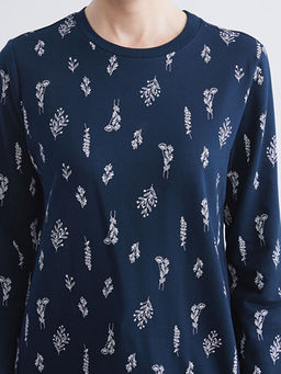 Bisiklet Yaka ?i?ekli Kad?n Sweatshirt Tunik