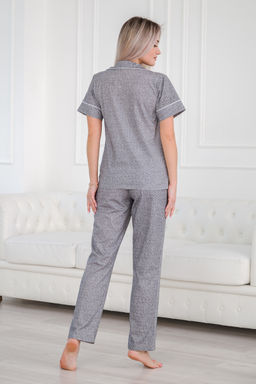 Костюм женский из жакета с коротким рукавом и брюк из кулирки Рейчел серый - Амадэль фото 3