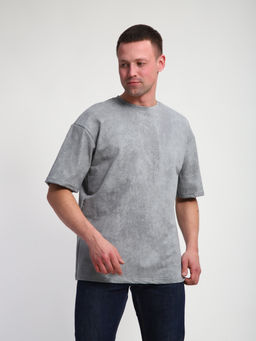 М460 Футболка оверсайз футер (серый винтаж)