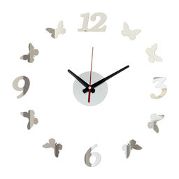 Часы настенные интерьерные Бабочки, 3D, наклейка, бесшумные, плавный ход, d=40 см