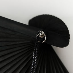 Веер складной h=21 см Цветы и бабочки, чёрный, с кисточкой