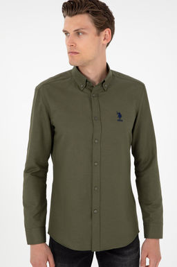 Мужская базовая рубашка цвета хаки с длинным рукавом Неожиданная скидка в корзине - U.s. polo assn фото 3