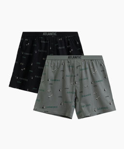 ATLANTIC 2MBX-084 Трусы боксеры Gym - набор 2 шт. черный + светлый хаки