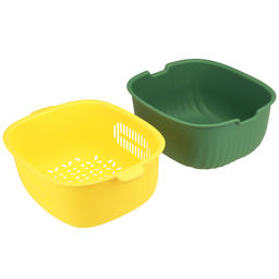 Лоток пластмассовый Фестиваль с решетчатой вставкой (дуршлаг) для мытья и хранения овощей, фруктов и ягод 24х18см h9,8см, цвет - желто-зеленый (Китай) - Домашняя мода фото 3