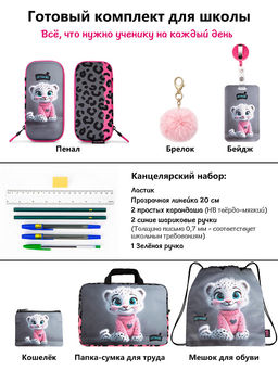 Рюкзак SkyName set-RK-612 + мешок для обуви, папка, пенал, кошелек, бейдж, канц. набр, брелок помпон фото 15