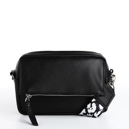 Сумка женская кросс-боди TEXTURA на молнии, 21×7×13 см, чёрная