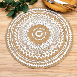 Цена за 12 шт. Салфетка сервировочная на стол Доляна Африка, d=38 см, цвет белый