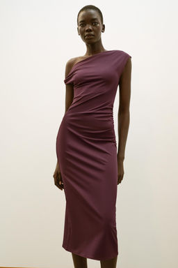 VESTIDO MIDI ASIM?TRICO / Burgundy - Zara фото 2