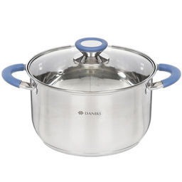 Кастрюля нерж СИЕНА 4,75л со стекл крышкой силикон/ручки Daniks SD-A93-22 (352053)