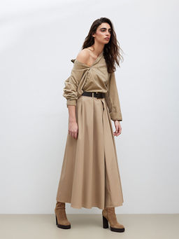 Beli Kemerli Pileli Etek